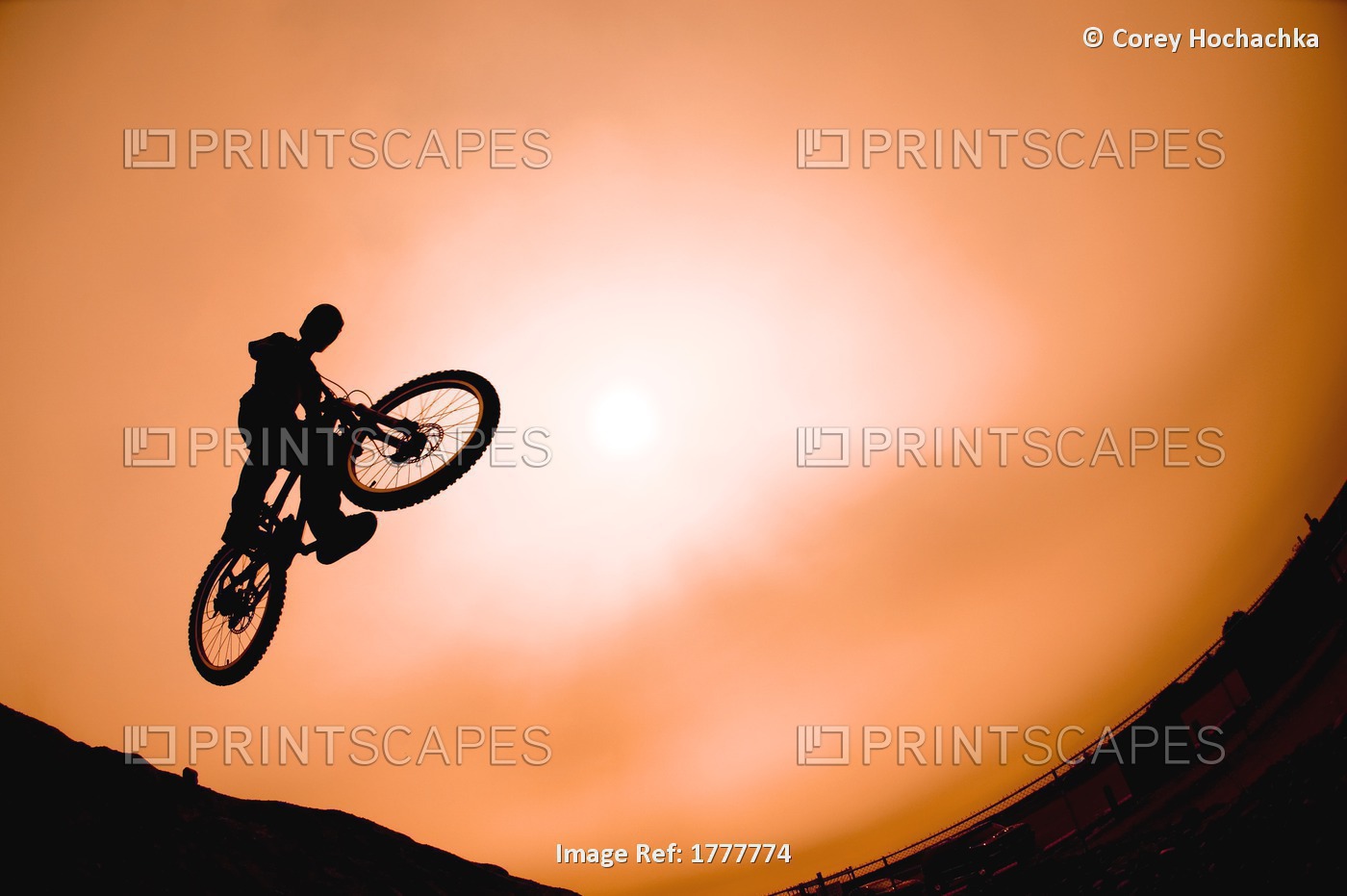 Silhouette Of Stunt Cyclist