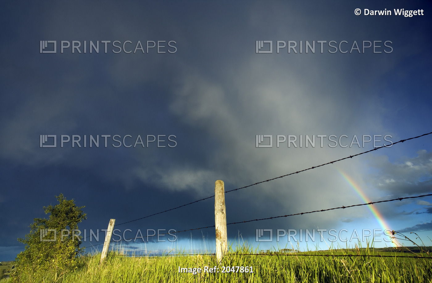 Storm Clouds And Rainbow, Southern Alberta, Canada