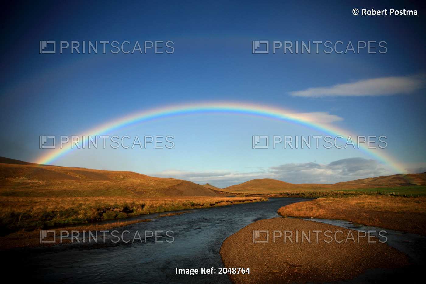 Double Rainbow Over A Stream, Northern Iceland