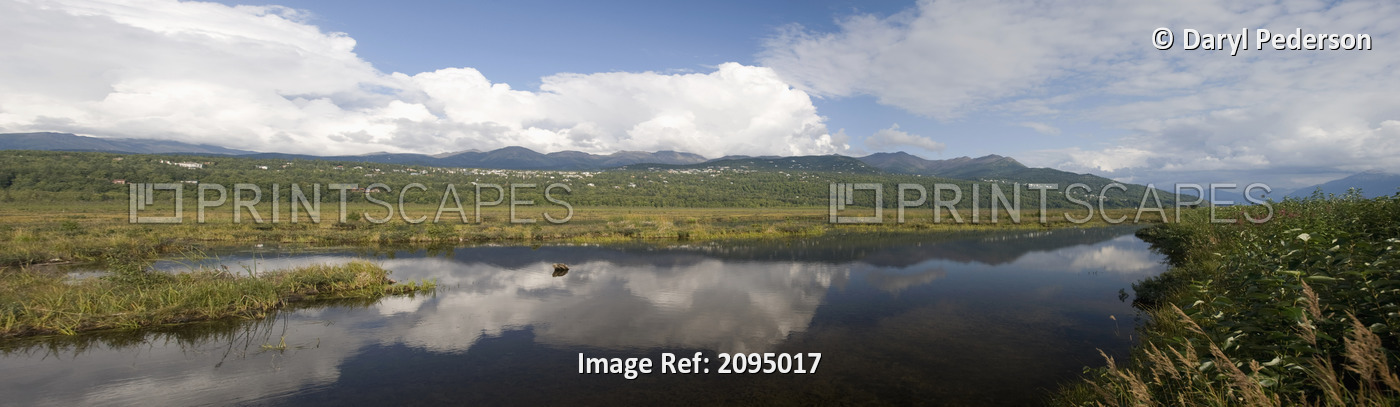 Panoramic Scenic Of Potter Marsh Near Anchorage In Southcentral Alaska During ...