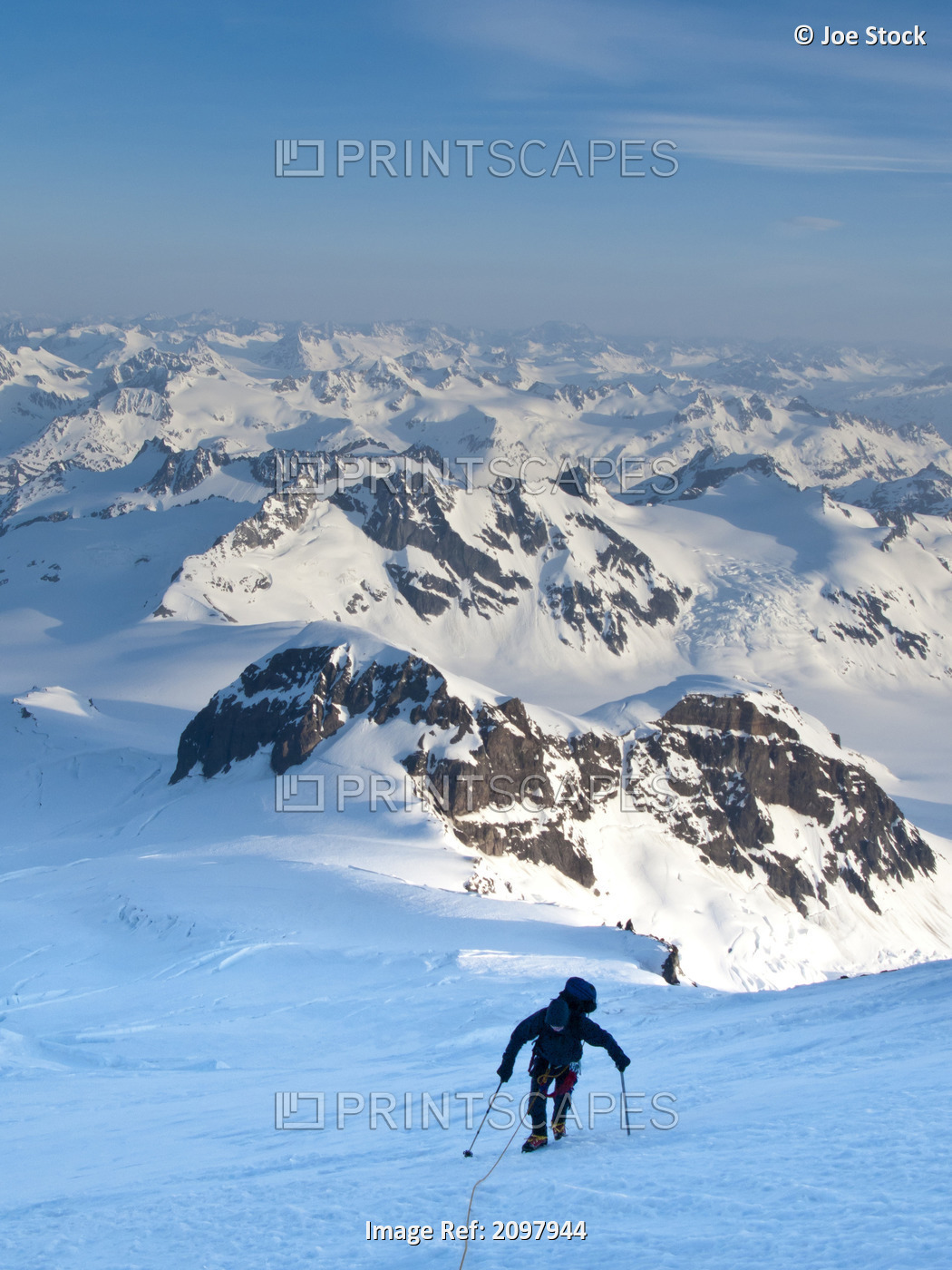 Climber Leaning Into High Winds On Northwest Ridge Of Mount Iliamna Above ...
