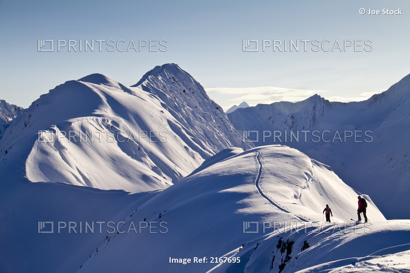 Skiers Skinning The Snow-Covered Eddies Ridge To Ski The South Face To Ingram ...