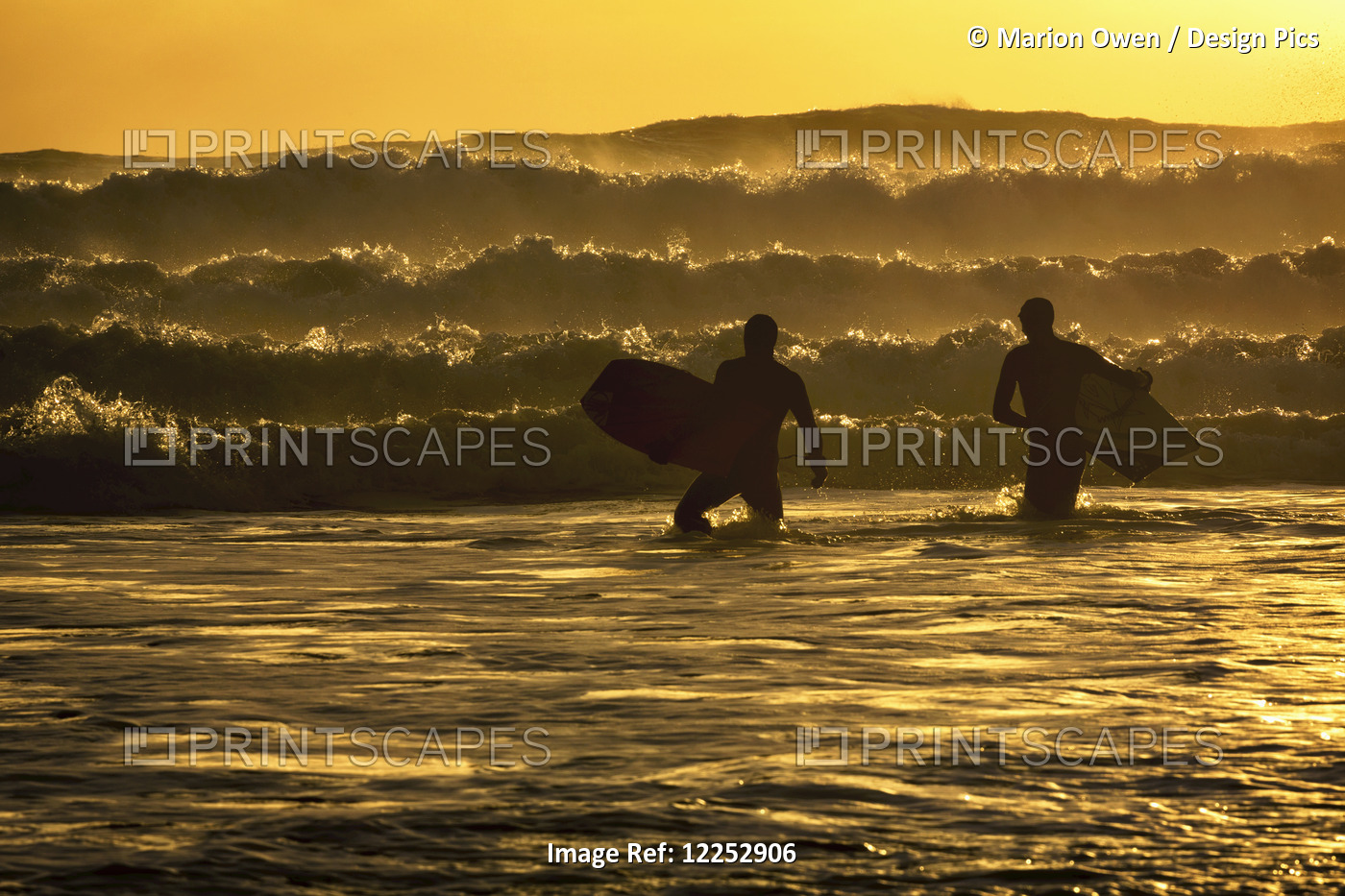 Body Surfers On The Coast Of Kodiak Island During Late Afternoon, Pasagshak ...