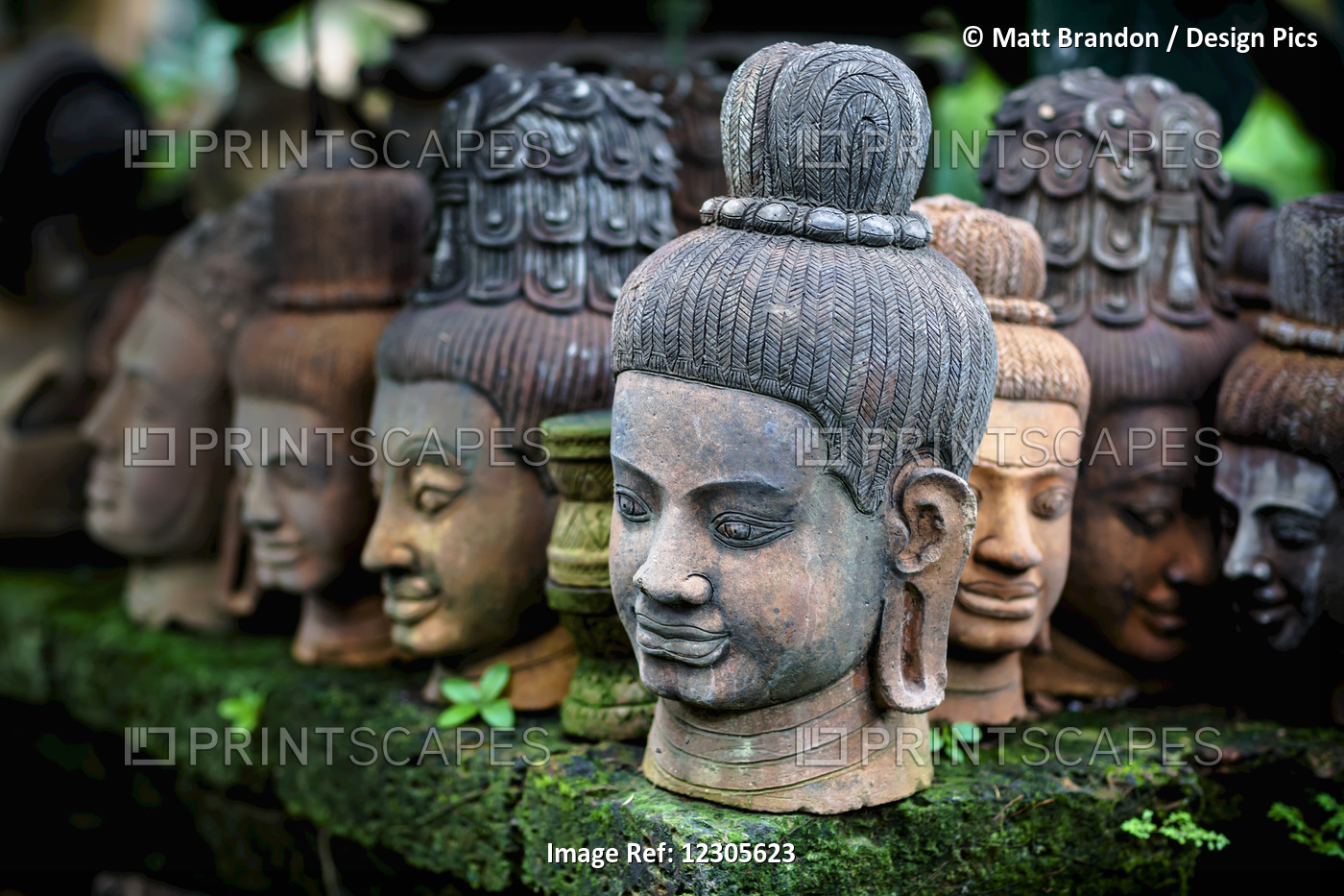 Heads Of Statues Of Buddha Are Stacked In A Terra-Cotta Factory; Chiang Mai, ...