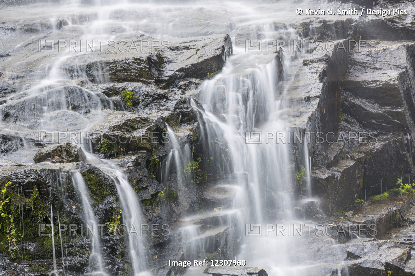Detail Of Water Cascading Down Dark Rock On Bridalveil Falls In Keystone ...