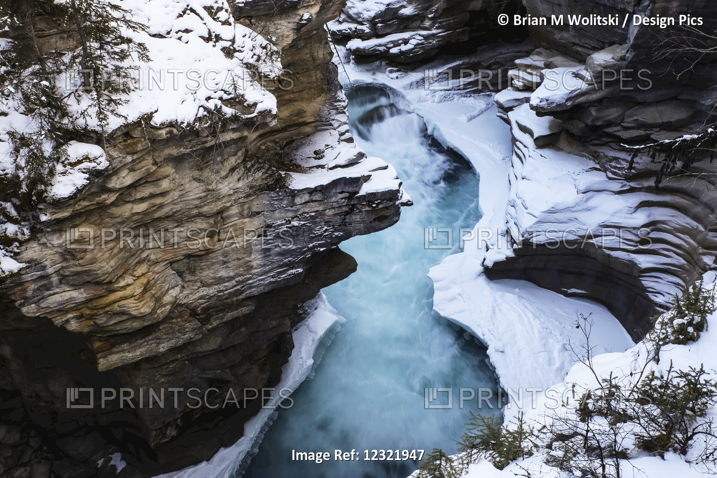 Athabasca Falls In Winter, Jasper National Park; Alberta, Canada