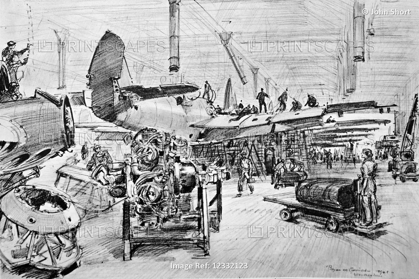 The Illustrated London News 1941. World war II. Beaufighter assembly line with ...