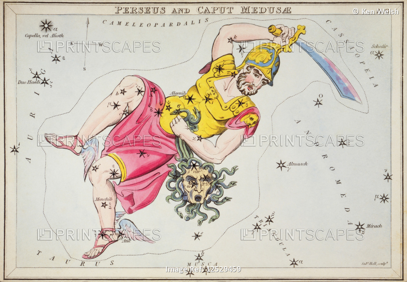 Perseus and Caput Medusae. Card Number 6 from Urania's Mirror, or A View of the ...