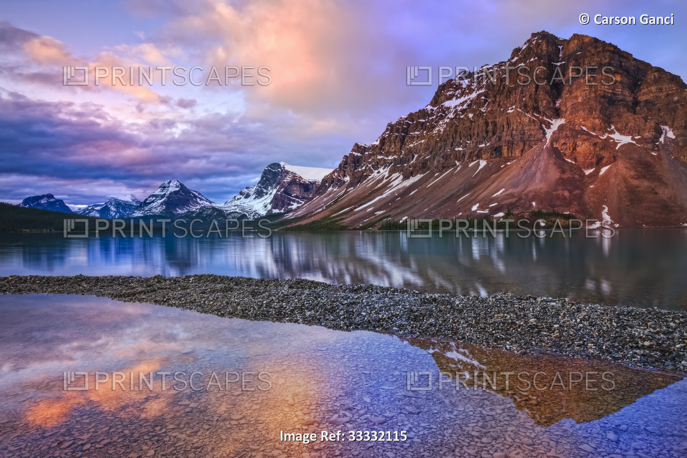 The tranquil beauty of Helen Lake, Icefields Parkway, Banff National Park; ...
