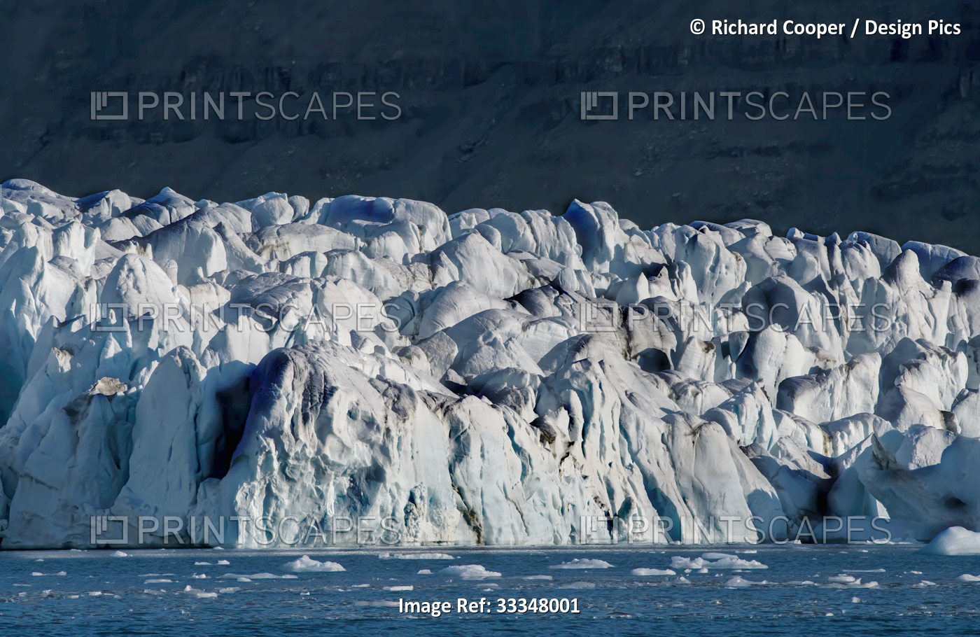 Glacier with ice moguls in Crocker Bay; Nunavut, Canada