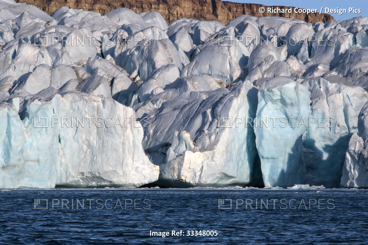 Detail of ice formations of a glacier in Crocker Bay; Nunavut, Canada