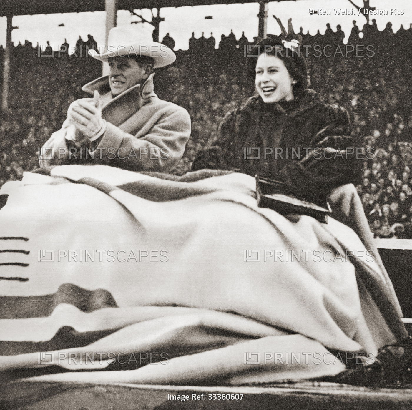 EDITORIAL ONLY Princess Elizabeth and the Duke of Edinburgh, seen here during ...