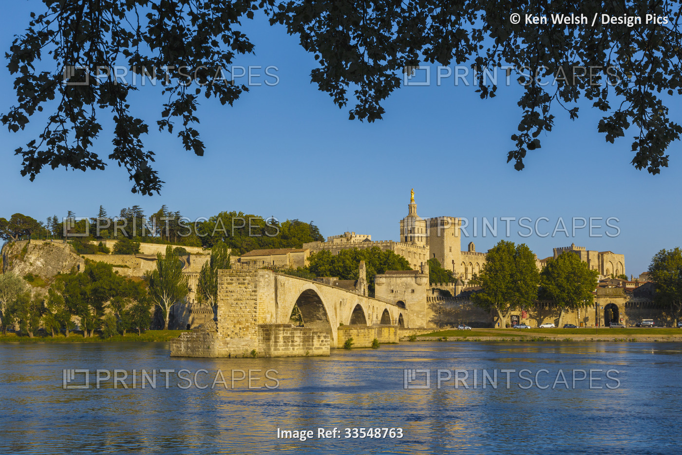 Avignon, Provence-Alpes-Côte d'Azur, France.  Palais des Papes and Pont ...