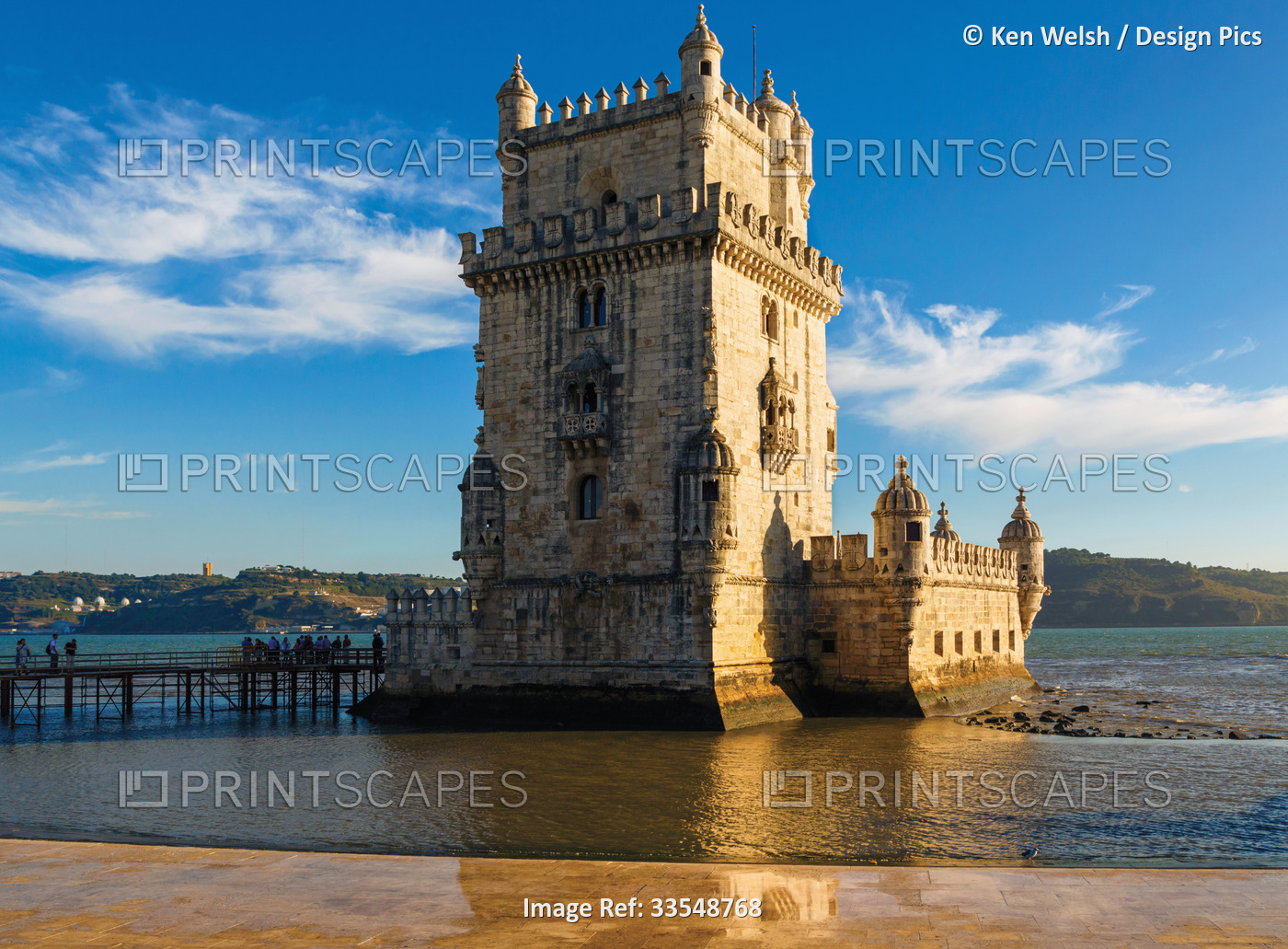 Lisbon, Portugal.  The 16th century Torre de Belem or Belem tower.  The tower ...