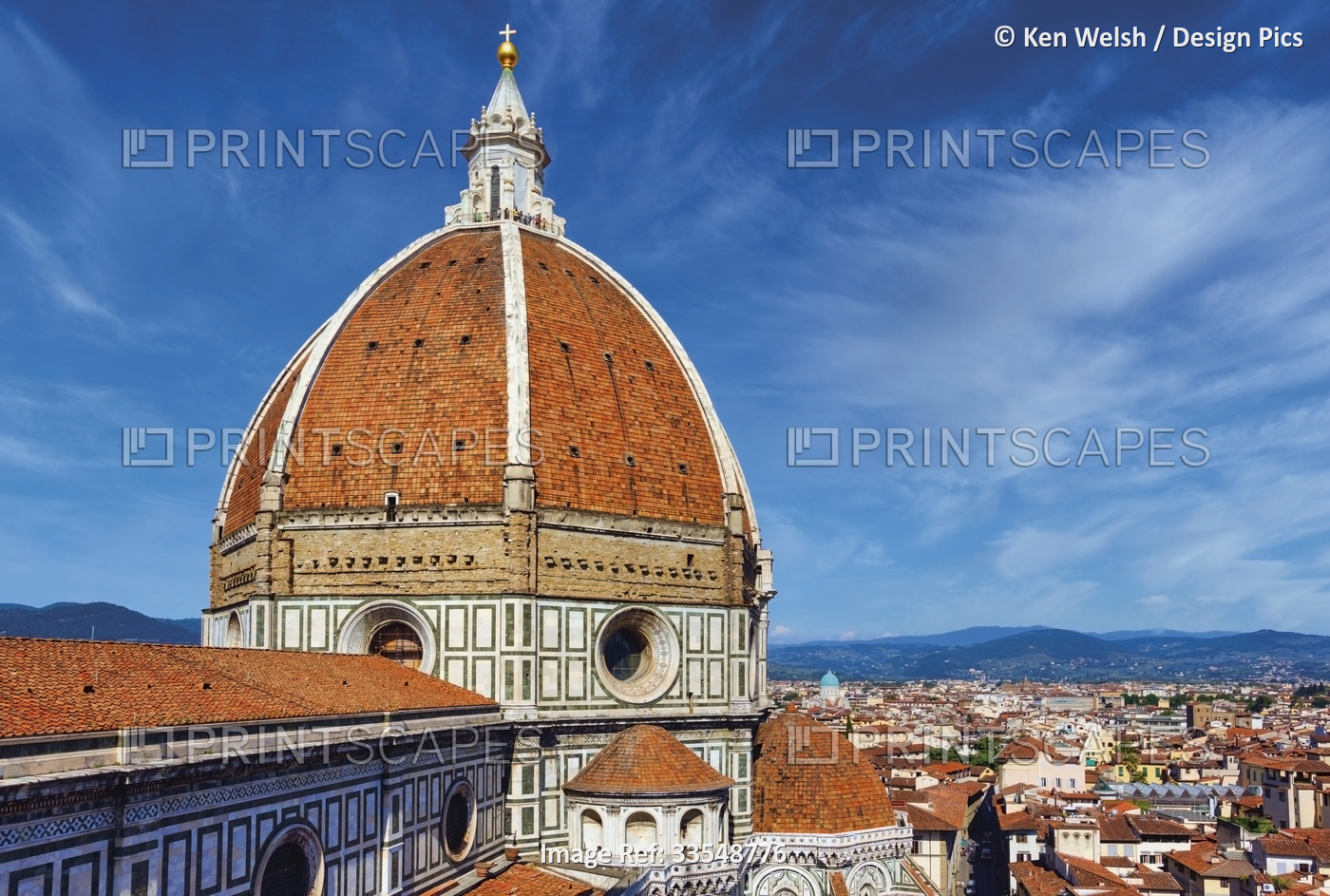 Florence, Tuscany, Italy.   Filippo Brunelleschi's Dome of the Duomo, or ...