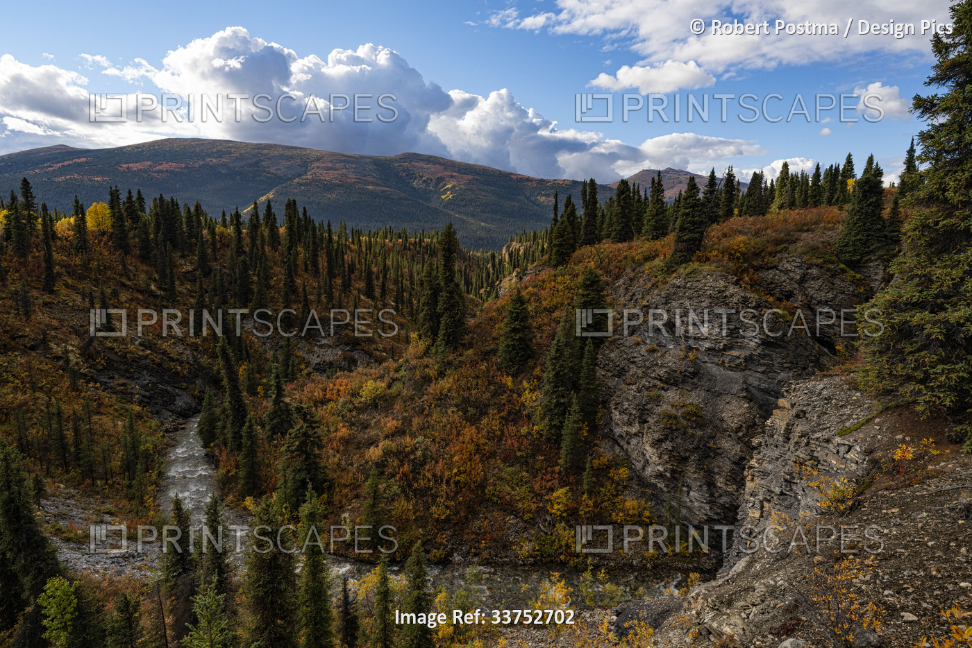 Groundhog Creek along the South Canol Road in the Yukon, with beautiful fall ...