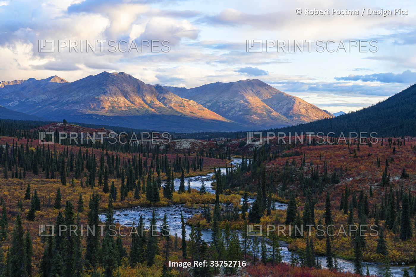 Landscape along the Nahanni Range Road, a remote and wild place in the Yukon. ...