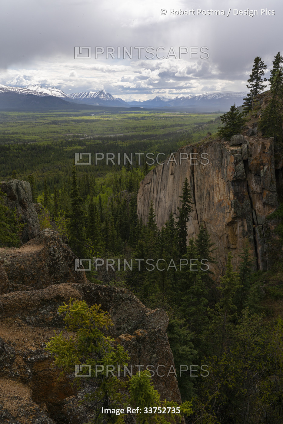 Vast expanse of the Yukon landscape and Spirit Canyon, located just outside ...