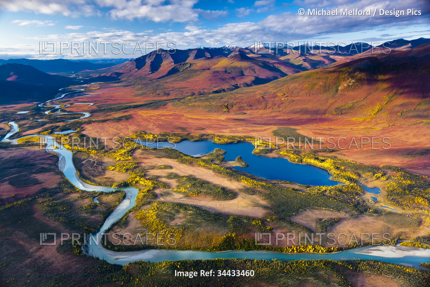 North Fork of the Koyukuk River winding through a valley in Gates of the Arctic ...