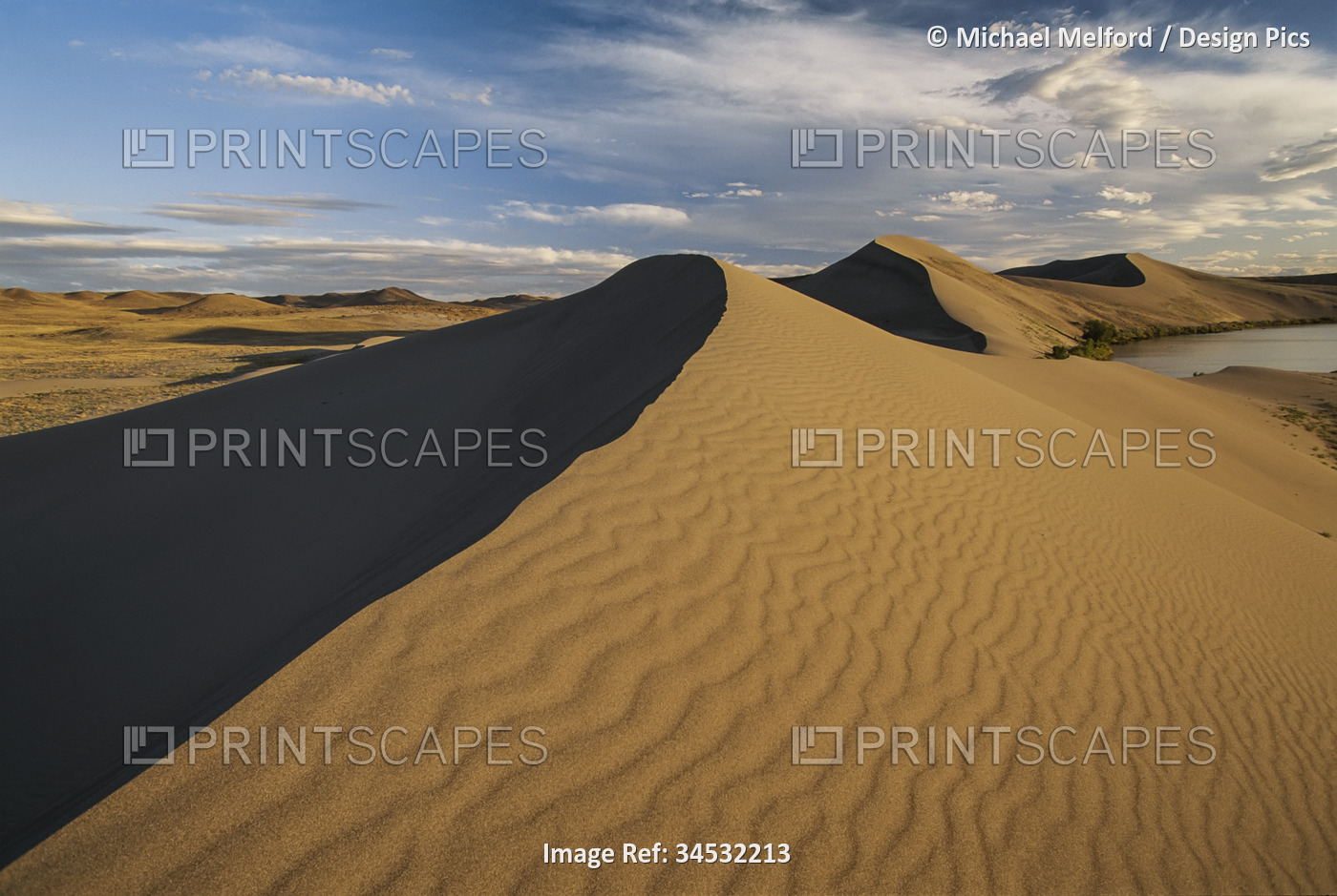 Wind-rippled sand dunes in Idaho; Idaho, United States of America